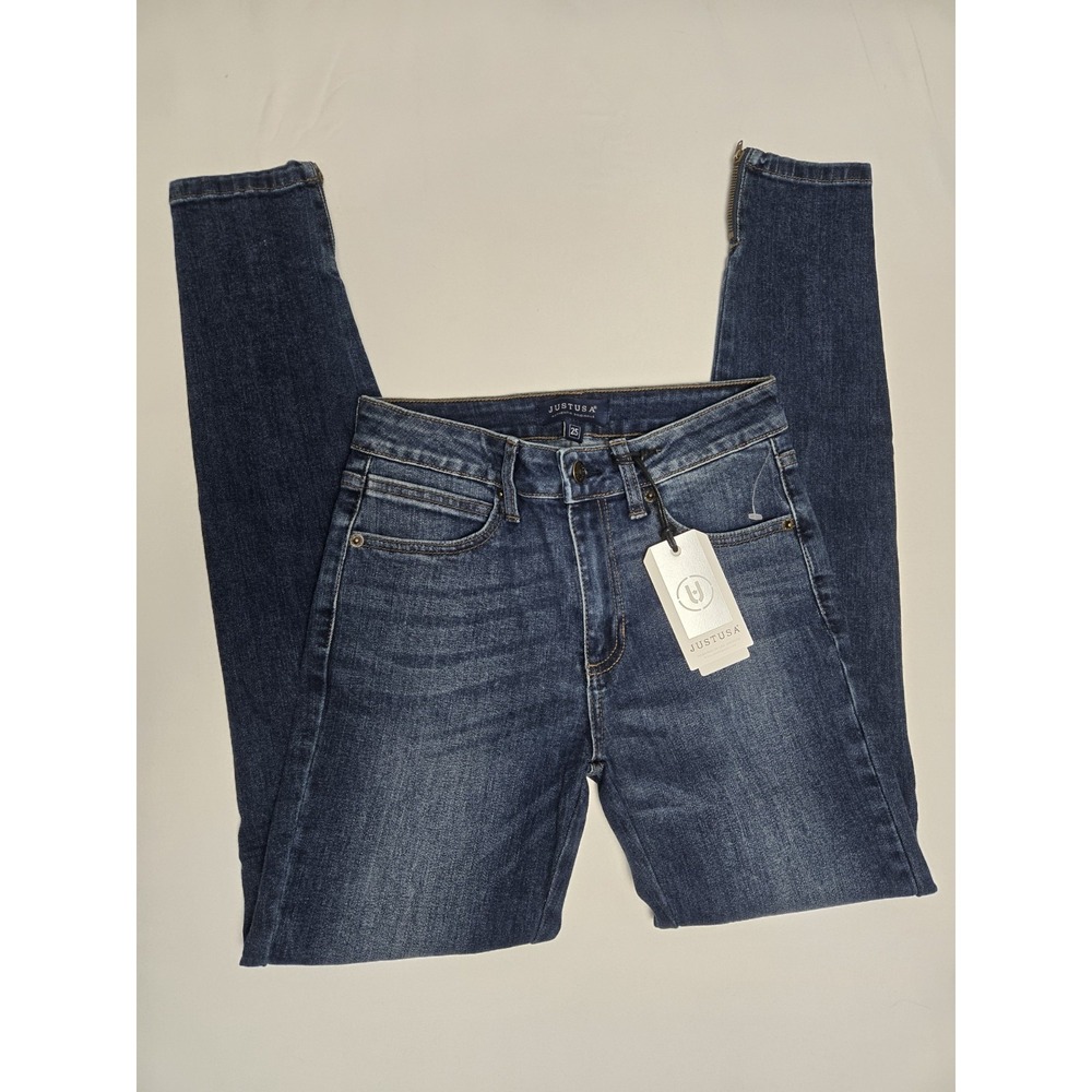Just USA Jeans NWT sz 25 Dark Denim zipper high rise‎ skinny stitch fix